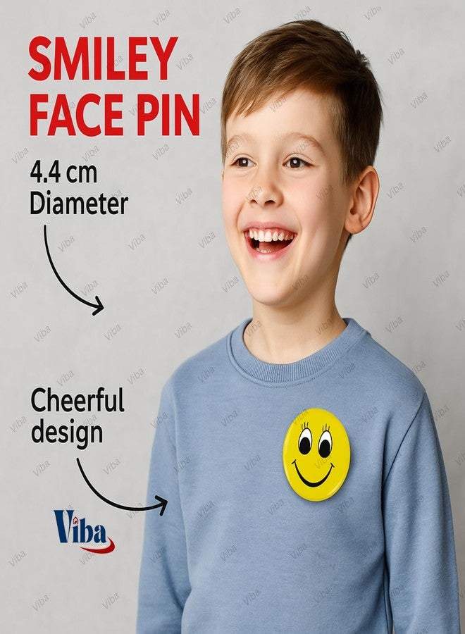 VIBA® Mini Smiley Badge with Pin - 4.4cm Metal Brooch for Kids | Birthday Return Gift, Classroom Rewards, Party Favor, Unisex Goodie Bag Fillers (Pack of 30) - Image 4